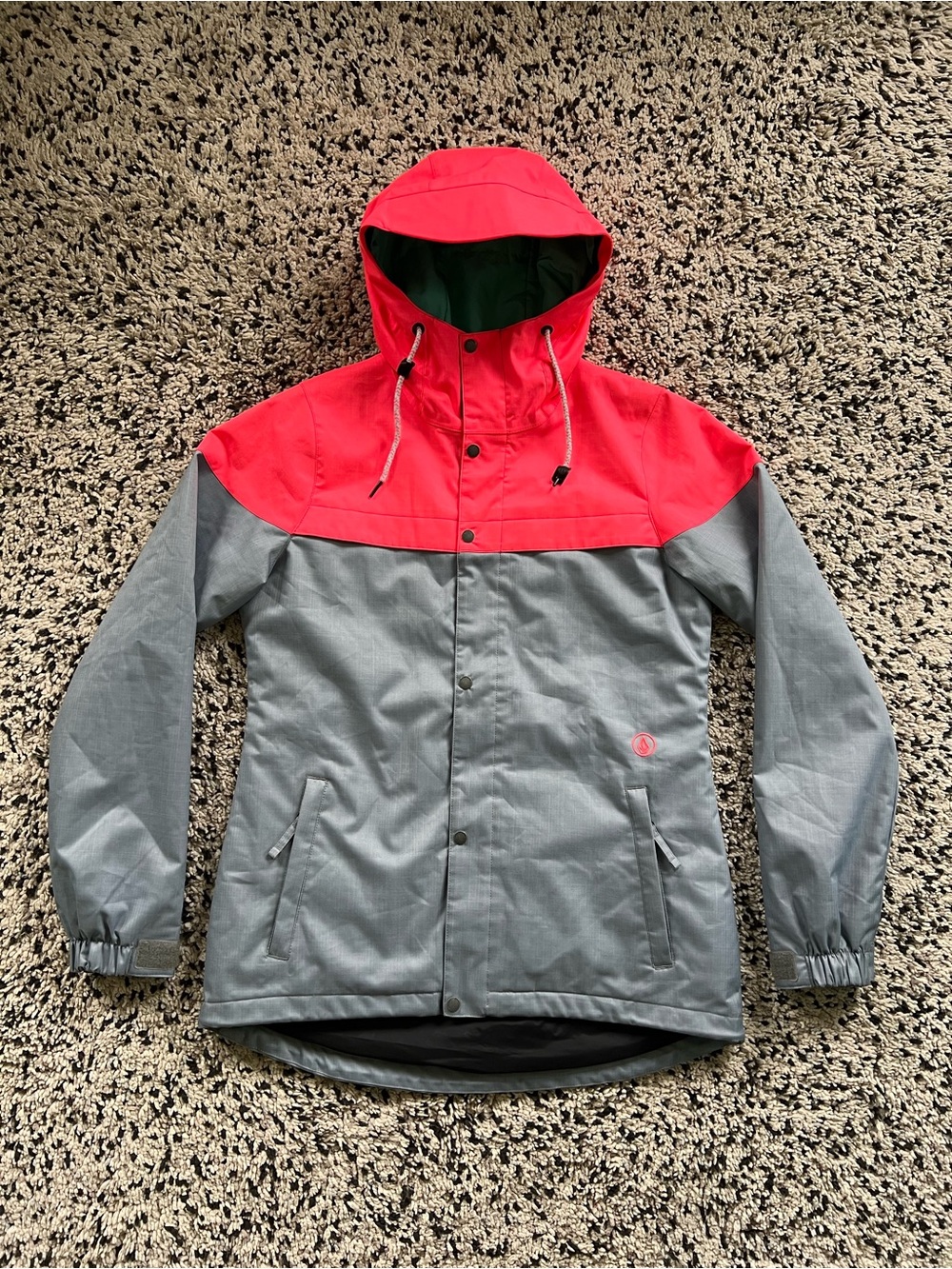 Volcom EQS Snowboarding Jacket Pink Grey Full Zip 8000mm Women’s Large
